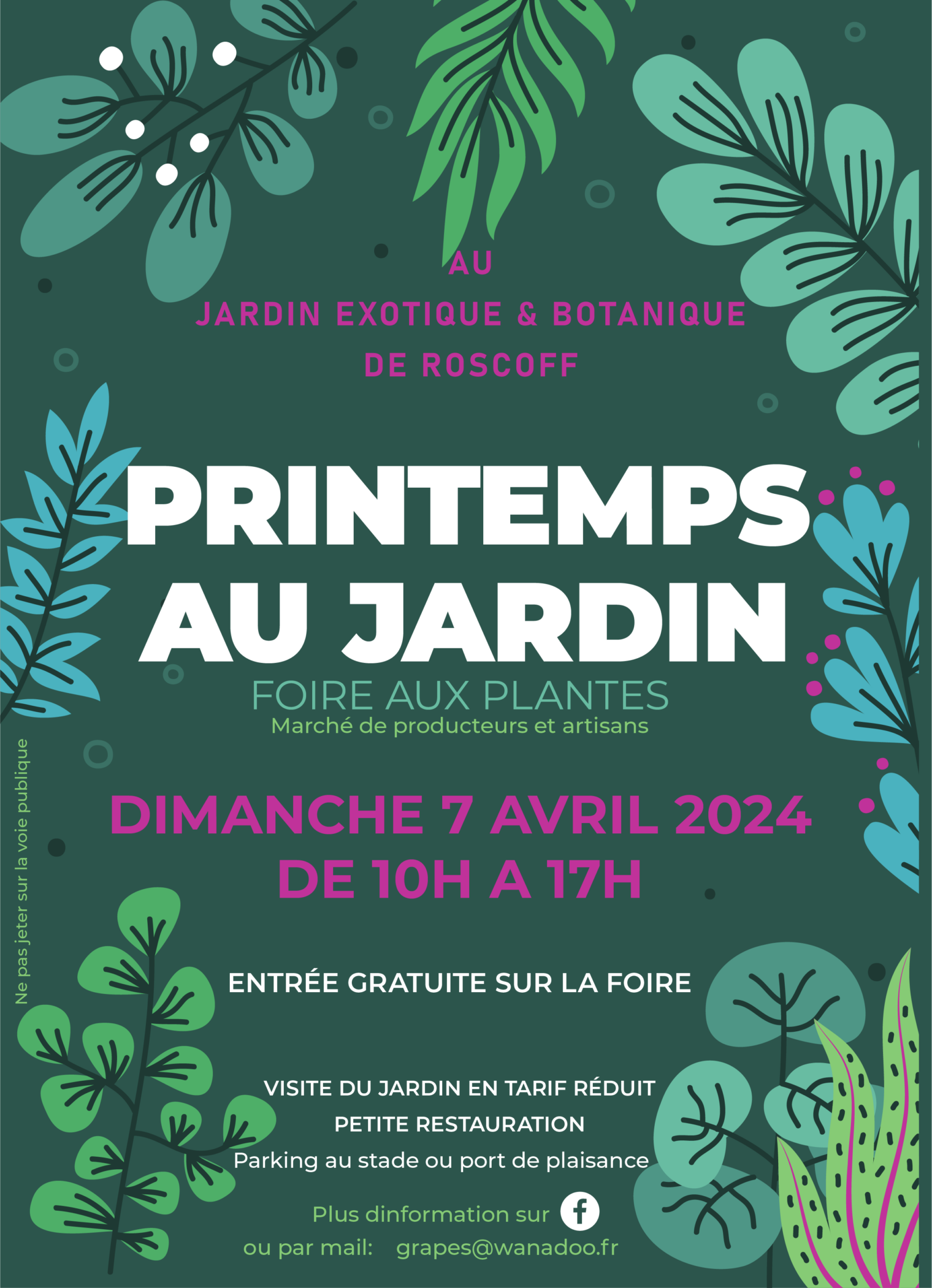 Les jardins voyageurs seront  présent le dimanche 7 avril à la foire aux plantes du jardin exotique de Roscoff. Nous proposerons principalement un choix de Bromélias et de Hoyas.